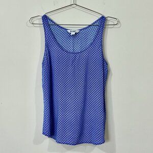 OLD NAVY Blue Floral Dot Tank Top Sz S Petite Rayon Sleeveless Scoop Neck